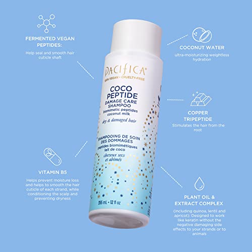 Pacifica Coco Peptide Damage Care Hair Shampoo 12 fl. oz