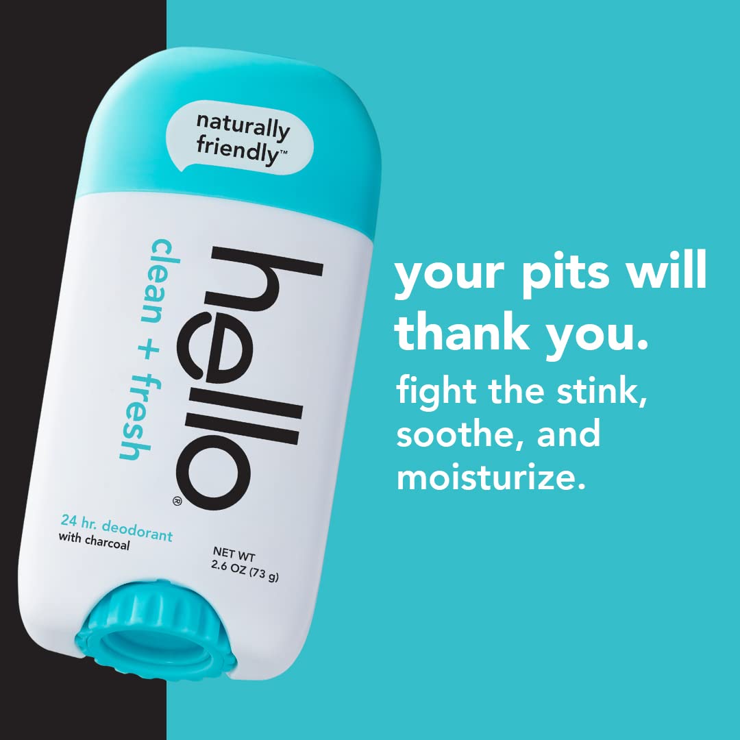hello Activated Charcoal Fresh and Clean Deodorant 2 Pack