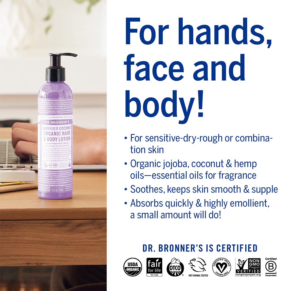 Dr. Bronner's - Body Lotion and Moisturizer, Lavender Coconut
