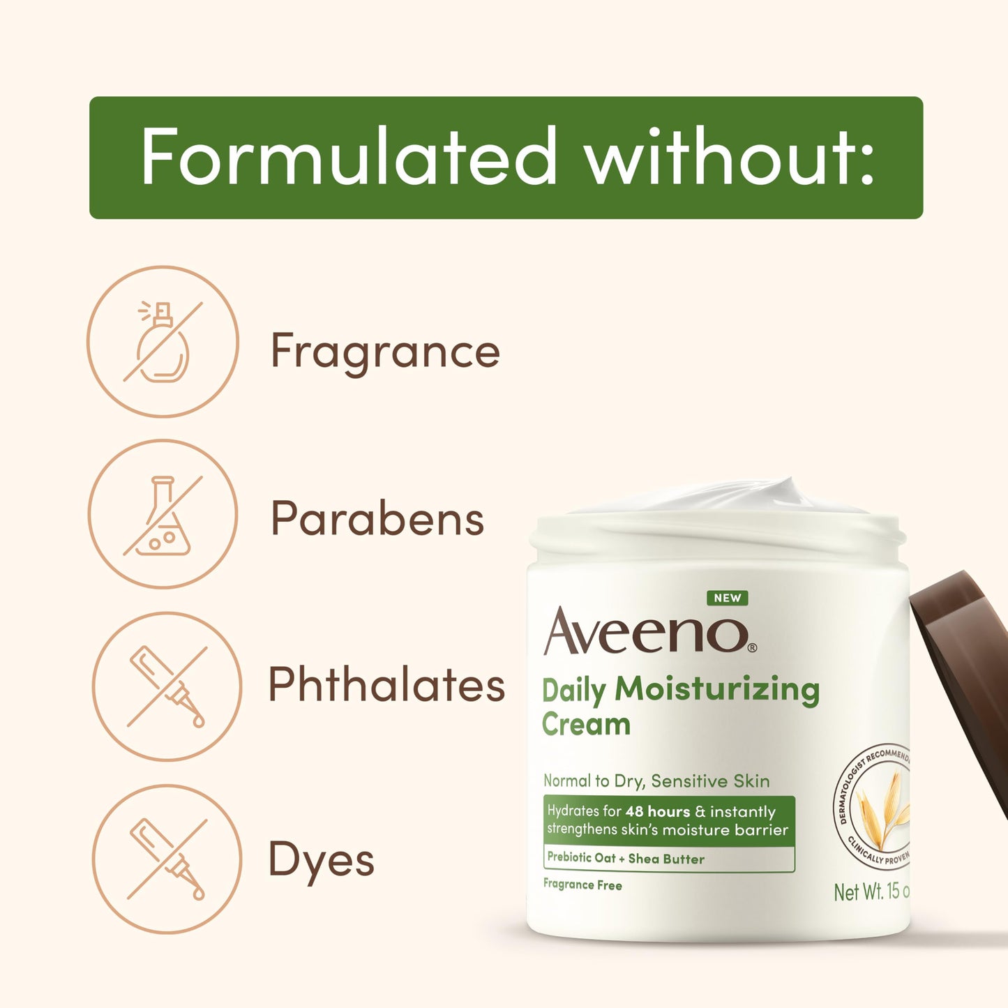 Aveeno Daily Moisturizing Cream, Fragrance Free