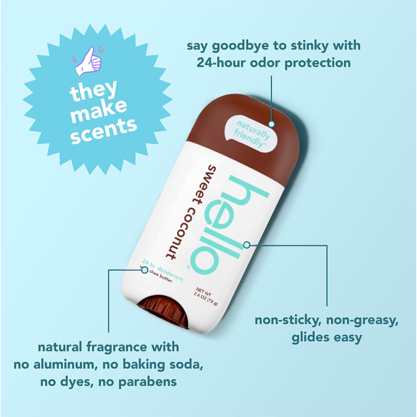 hello Sweet Coconut Deodorant With Shea Butter 2 Pack