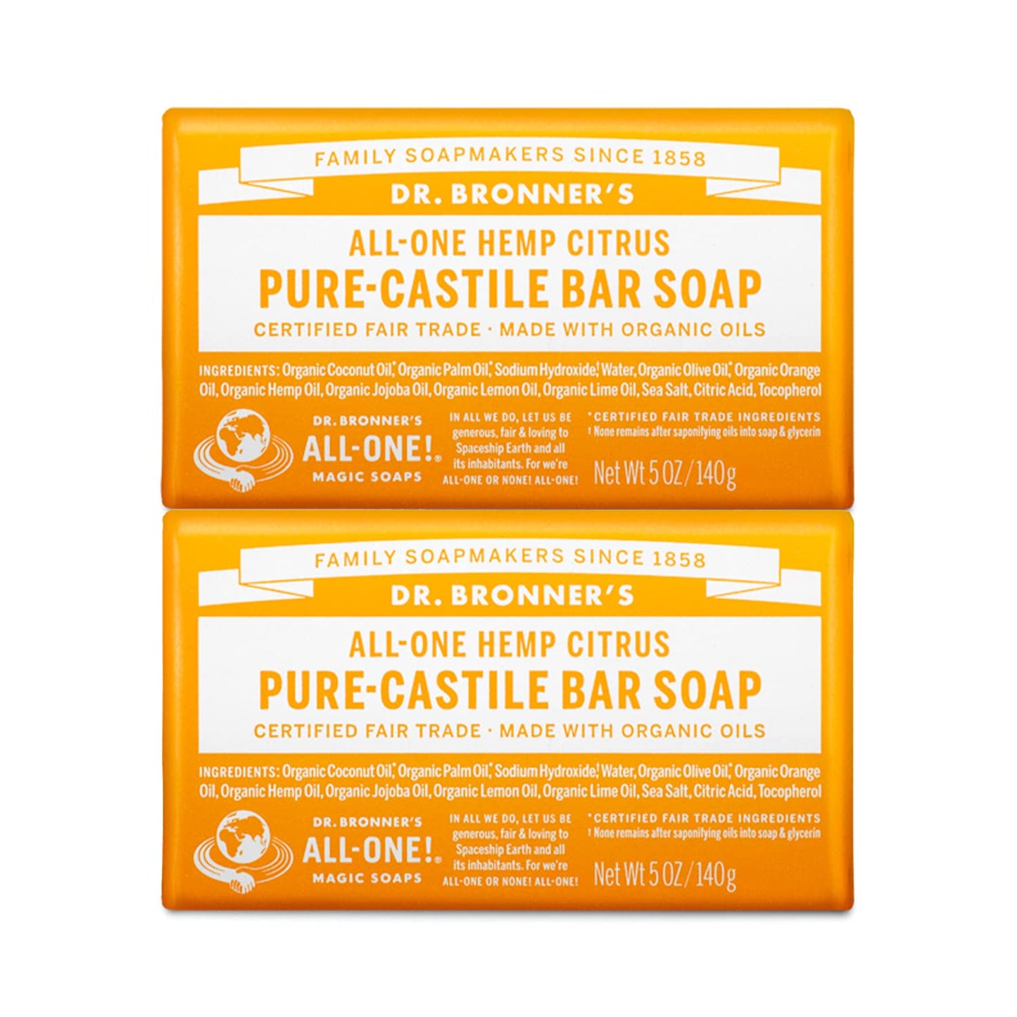 Dr. Bronner's - Pure-Castile Bar Soap - Citrus, Pack of 2