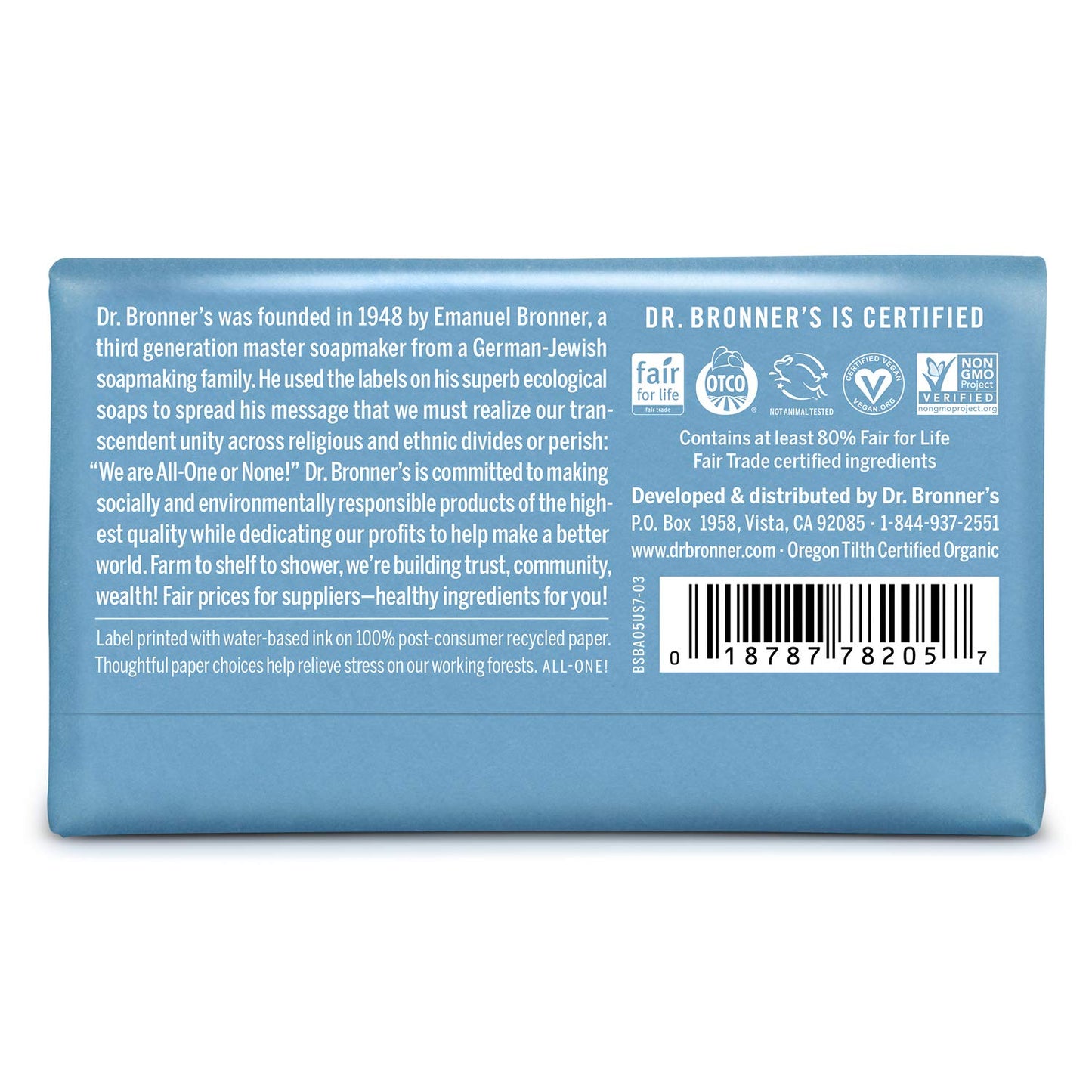 Dr. Bronner's - Pure-Castile Bar Soap, Baby Unscented