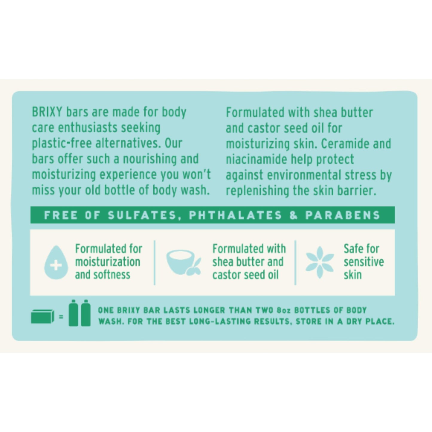 BRIXY Body Wash Bar - Mint Eucalyptus