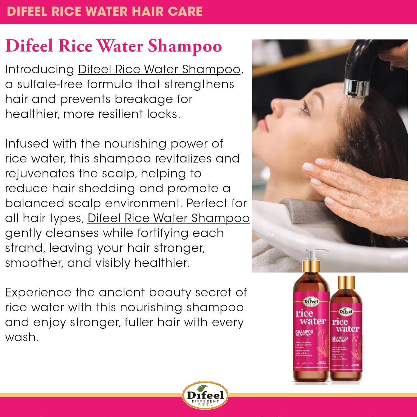 Difeel Rice Water Shampoo 12 fl. oz