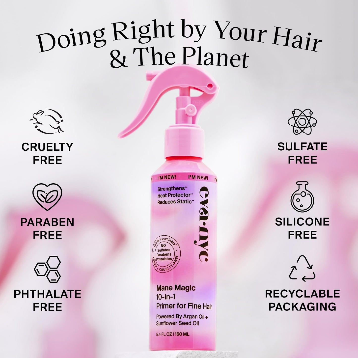 Eva NYC Mane Magic 10-in-1 Hair Primer for Fine Hair: Heat Protectant 5.4 oz