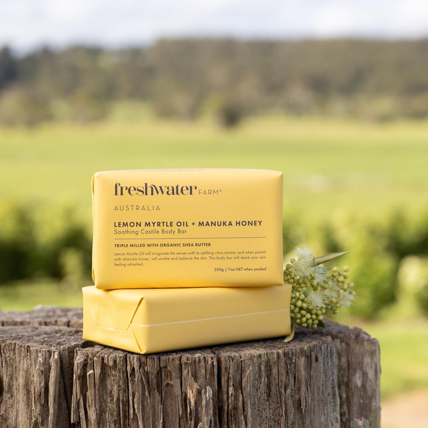 Freshwater Farm Australia Soap Bar - Lemon Myrtle Oil+Manuka Honey