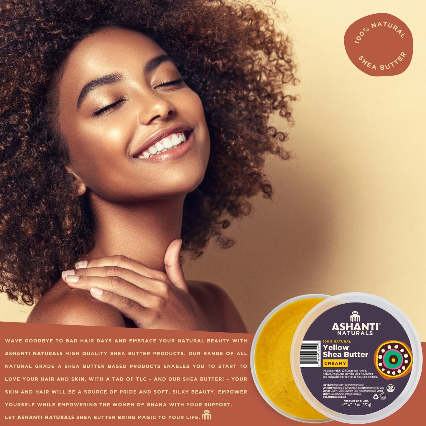 Ashanti Naturals Yellow Raw Shea Butter, Creamy