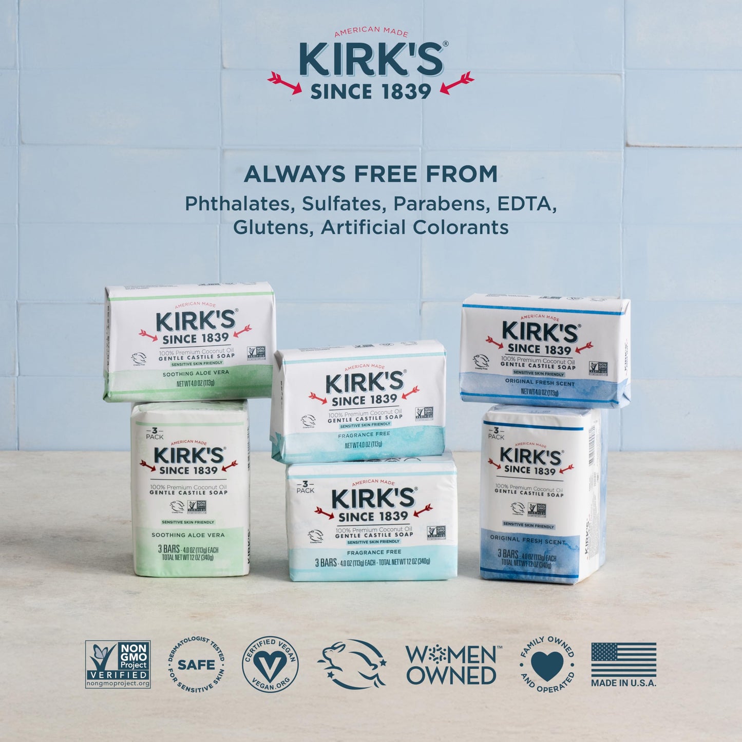 Kirk's Castile Bar Soap, Original Fresh Scent, 6 Pack