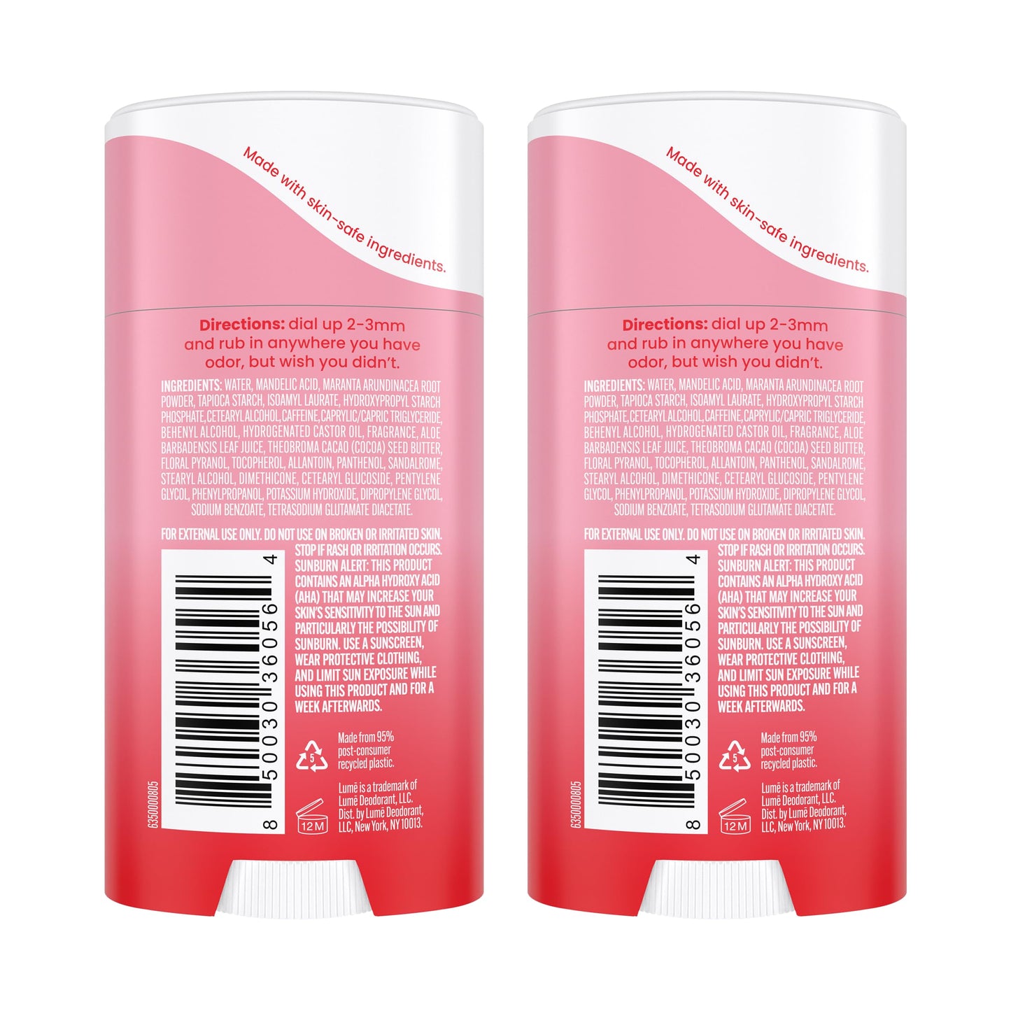 Lume Deodorant Cream Stick - Underarms and Private Parts Peony Rose Pack of 2