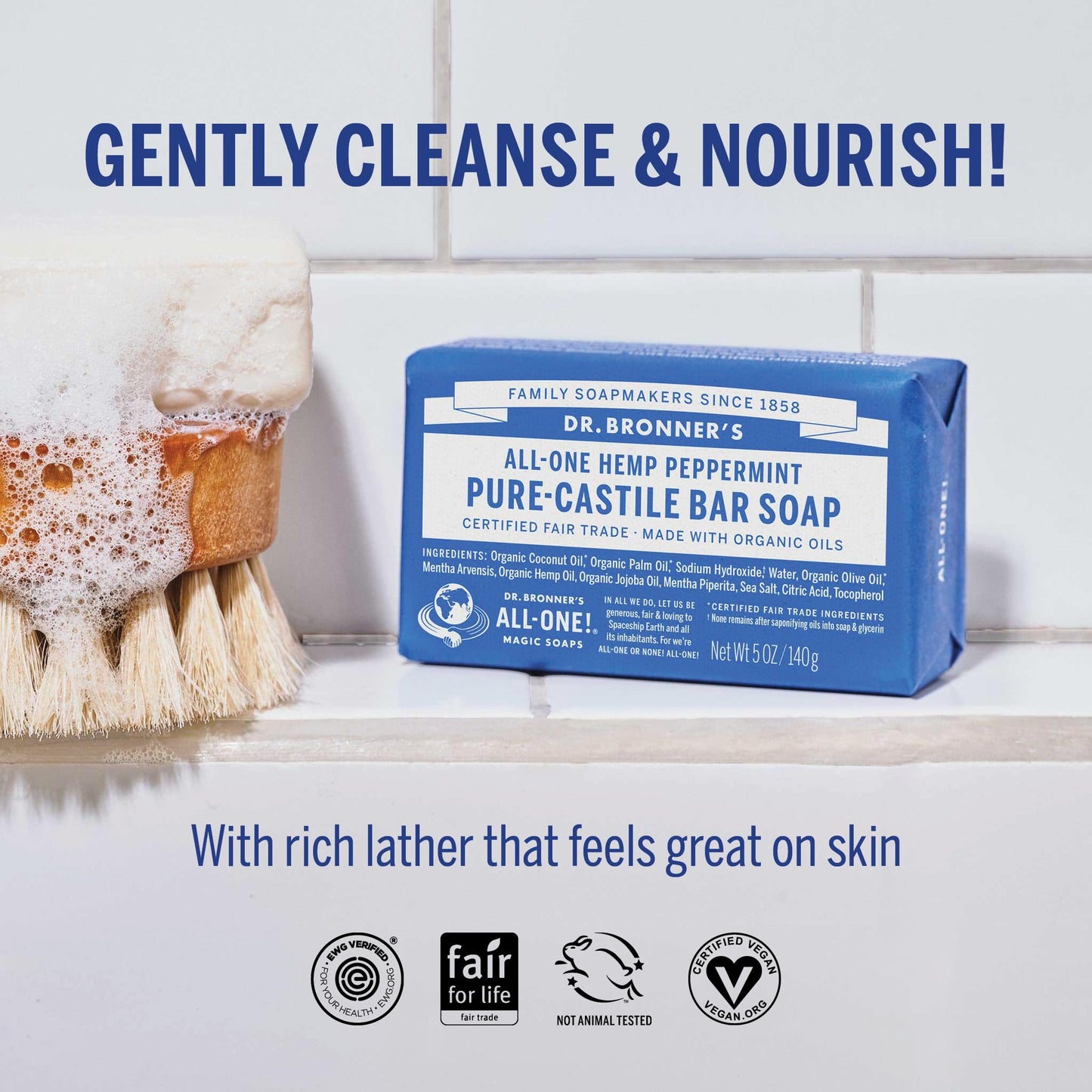 Dr. Bronner's - Pure-Castile Bar Soap - Peppermint, Pack of 2