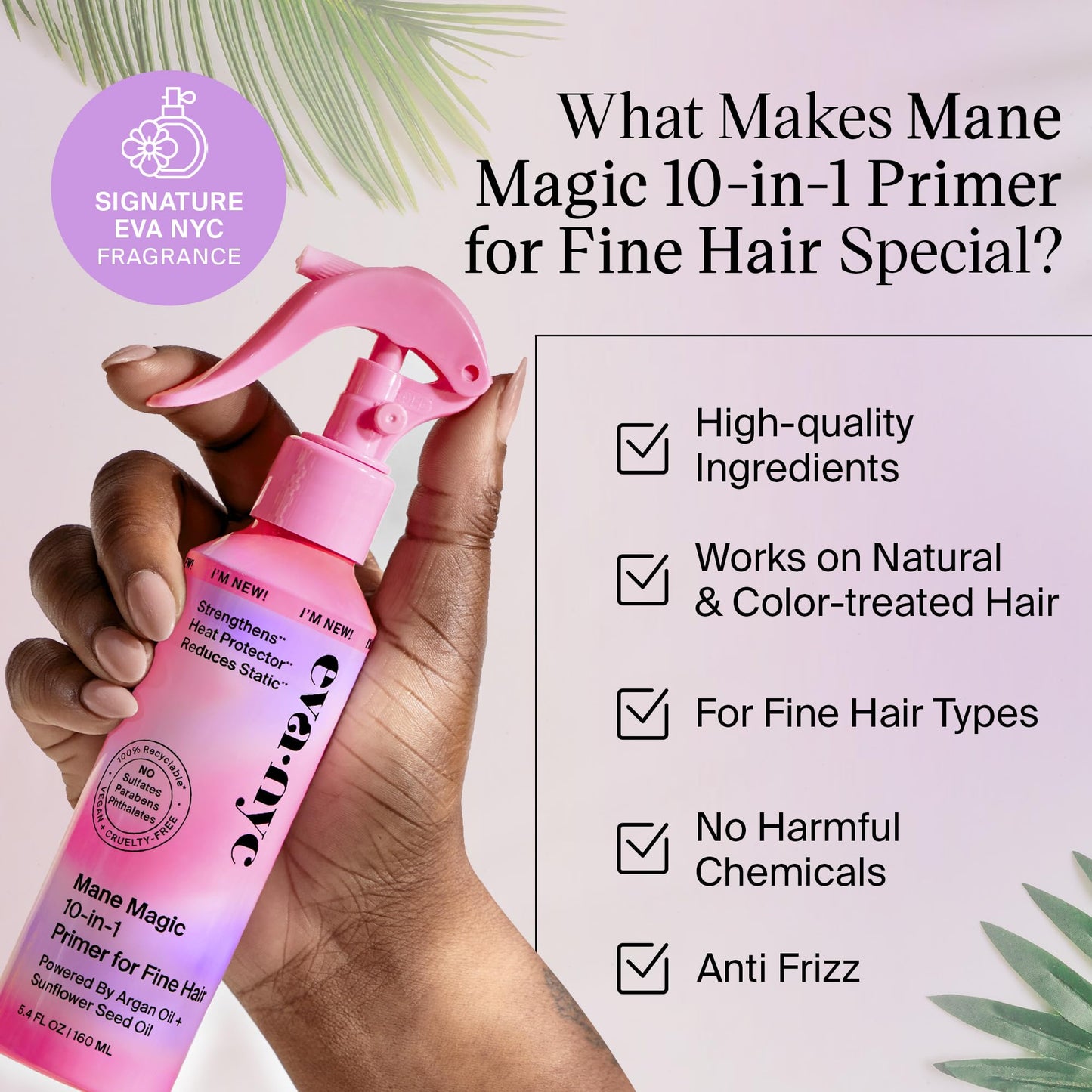 Eva NYC Mane Magic 10-in-1 Hair Primer for Fine Hair: Heat Protectant 5.4 oz