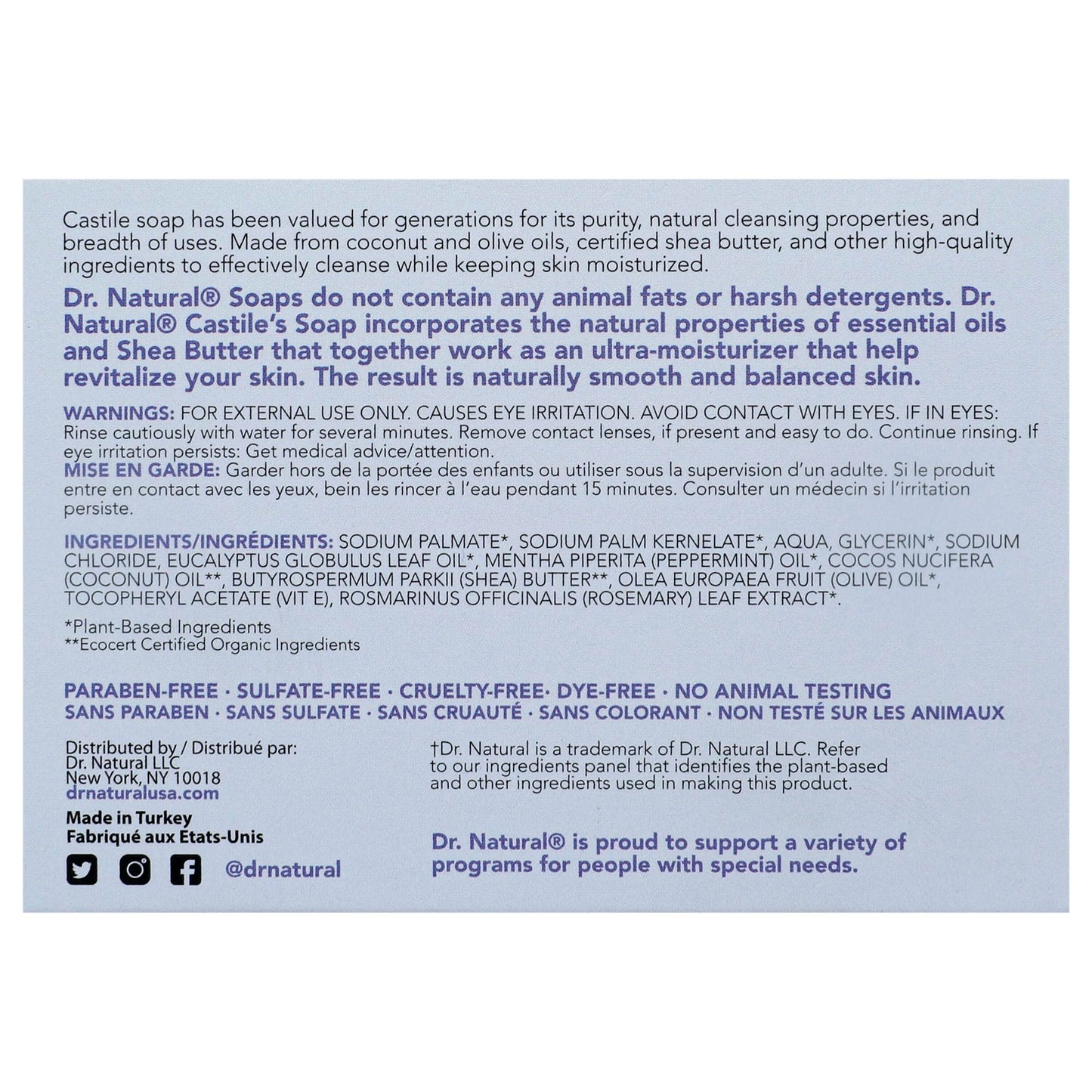 Dr. Natural Castile Bar Soap - Peppermint