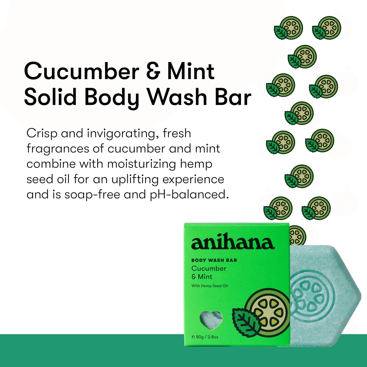ANIHANA Body Wash Bar, Cucumber & Mint