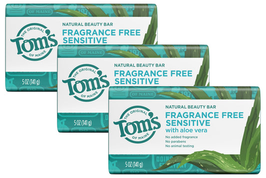 Tom's of Maine Sensitive Skin With Aloe Vera, Fragrance-Free, Pack of 3