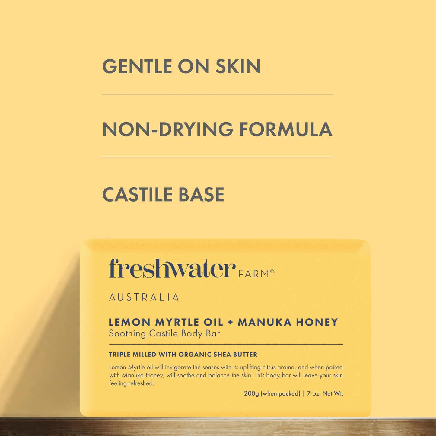 Freshwater Farm Australia Soap Bar - Lemon Myrtle Oil+Manuka Honey