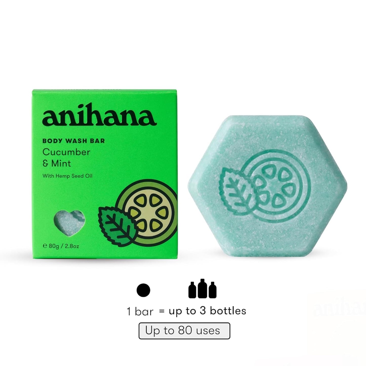 ANIHANA Body Wash Bar, Cucumber & Mint