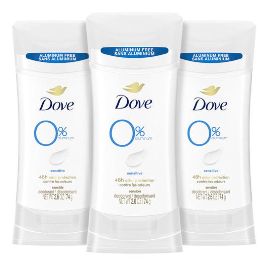 Dove 0% Aluminum Deodorant Stick Sensitive 3 Count