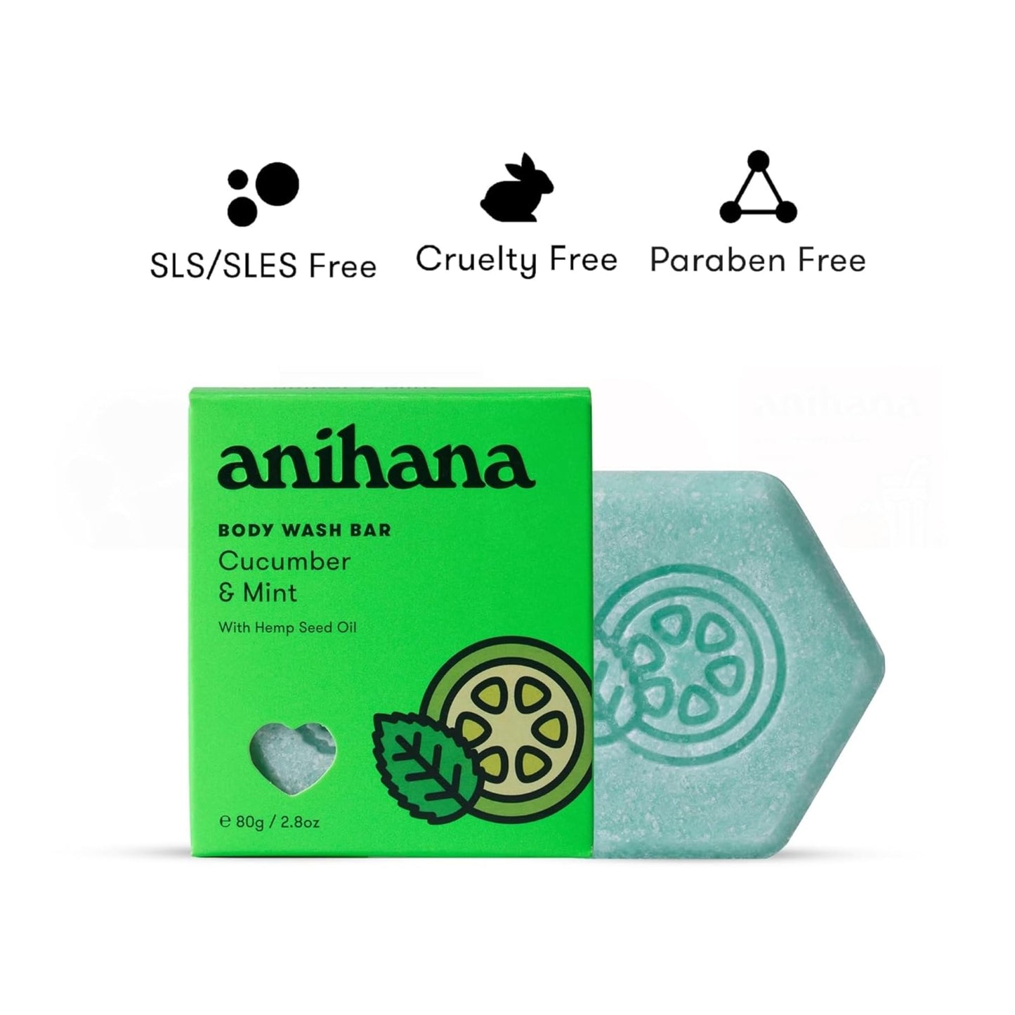 ANIHANA Body Wash Bar, Cucumber & Mint
