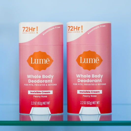Lume Deodorant Cream Stick - Underarms and Private Parts Peony Rose Pack of 2