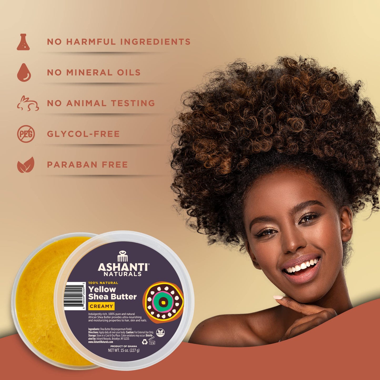 Ashanti Naturals Yellow Raw Shea Butter, Creamy