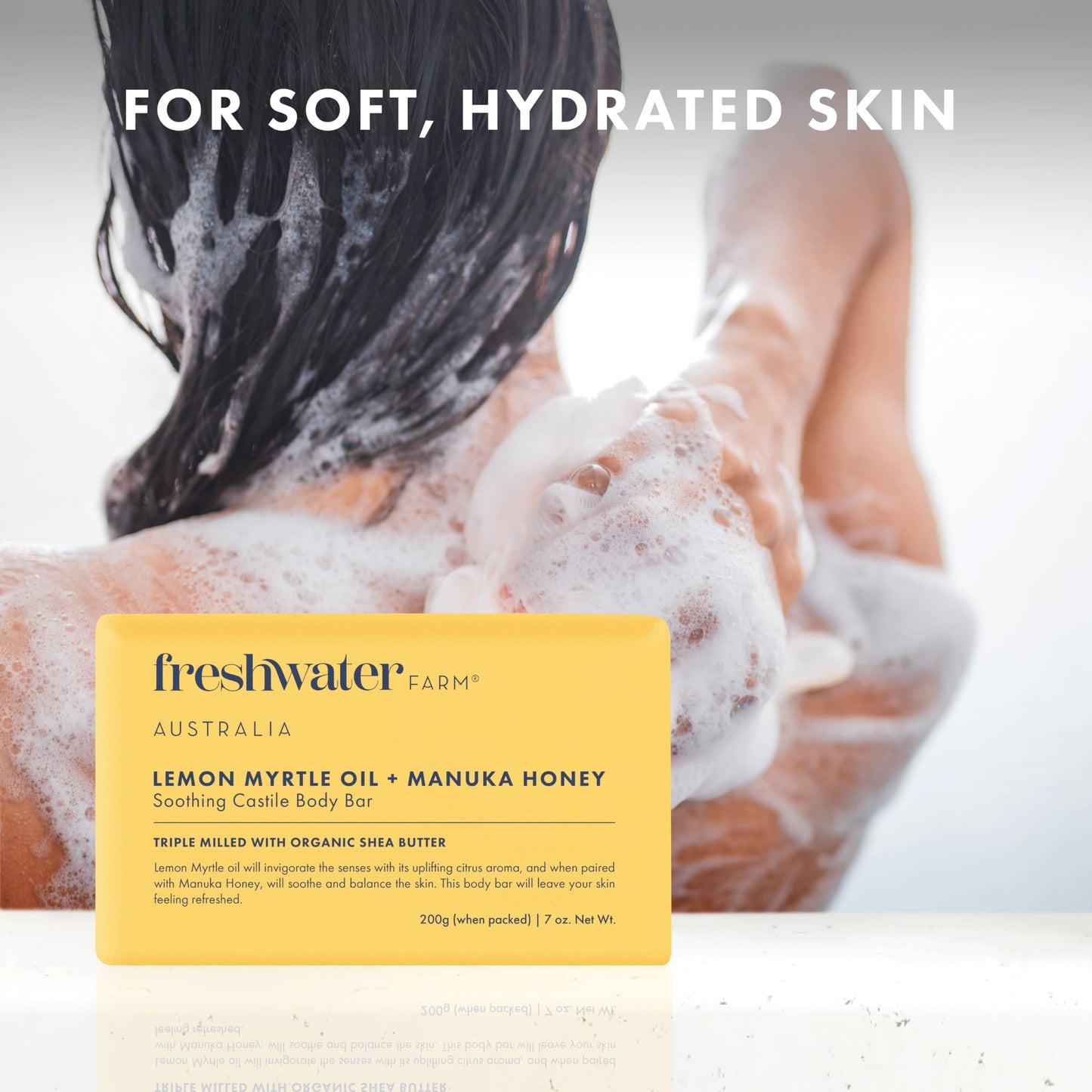 Freshwater Farm Australia Soap Bar - Lemon Myrtle Oil+Manuka Honey