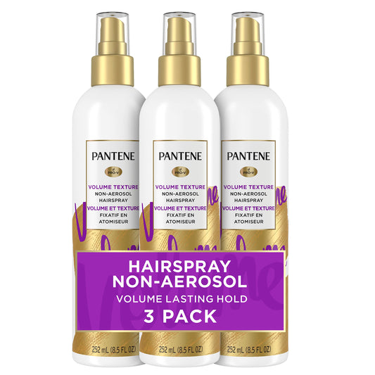 Pantene Hairspray Non-aerosol, Volume Lasting Hold & Softness Texturizing, 8.5 fl oz (Pack of 3)