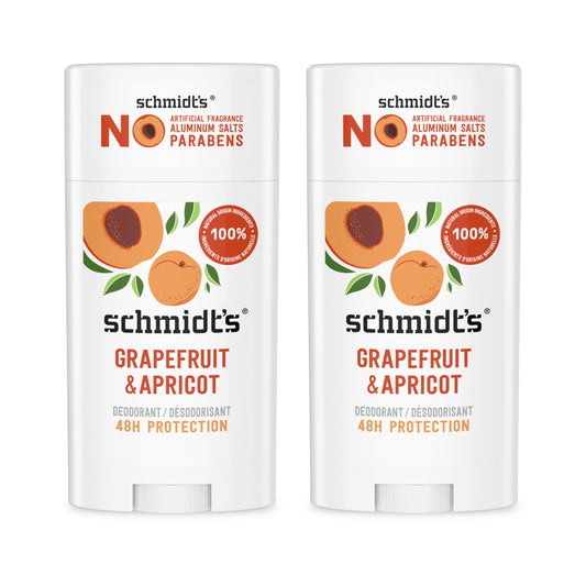 Schmidt's Deodorant Grapefruit & Apricot  for Women and Men 2 Count